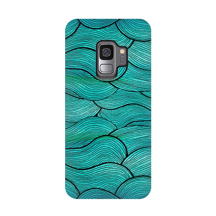 Galaxy S9 StrongFit Sea Waves Pattern by Pom Graphic Design