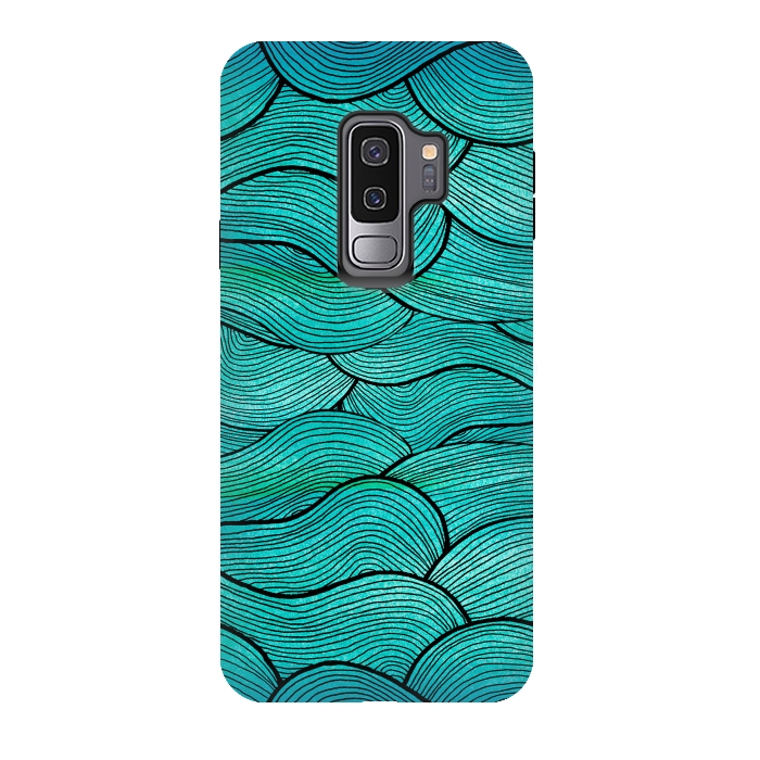 Galaxy S9 plus StrongFit Sea Waves Pattern by Pom Graphic Design