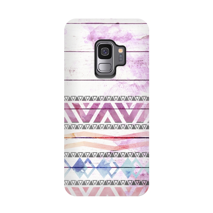 Galaxy S9 StrongFit Aztec Wood Watercolor by Girly Trend