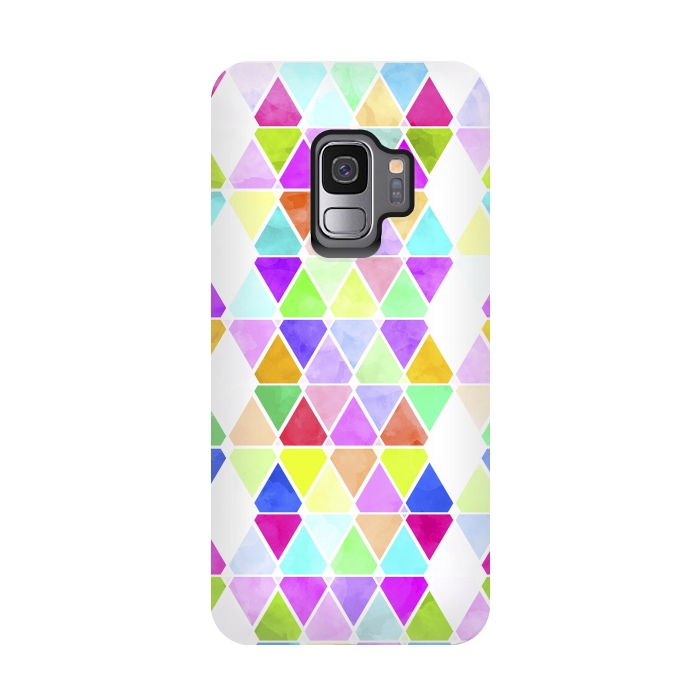 Galaxy S9 StrongFit Watercolor Abstract Pastel Triangles by Girly Trend