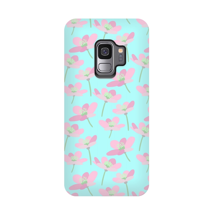 Galaxy S9 StrongFit Pastel Floral by Leska Hamaty