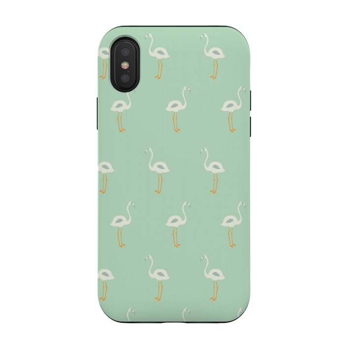 iPhone Xs / X StrongFit Flamingo Mint Pattern 005 by Jelena Obradovic