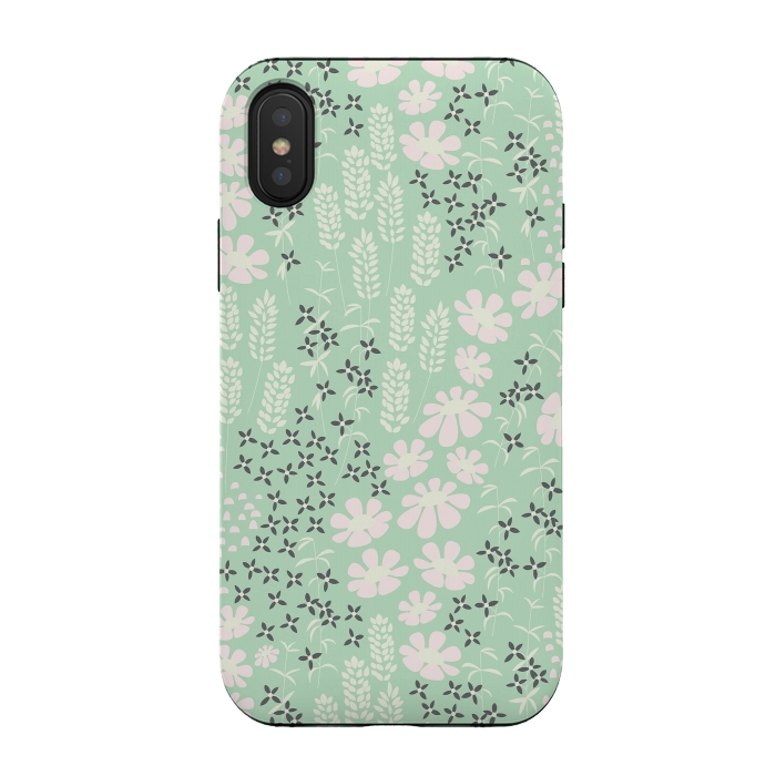 iPhone Xs / X StrongFit Floral Mint Pattern 013 by Jelena Obradovic