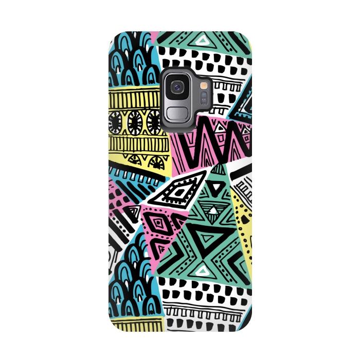 Galaxy S9 StrongFit Tribal triangles by Laura Grant