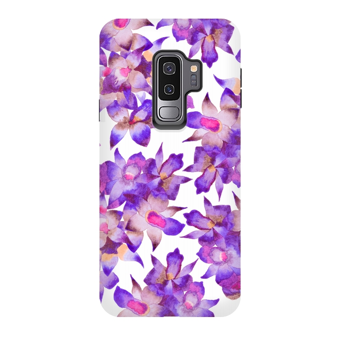 Galaxy S9 plus StrongFit Vintage Floral Violet by Amaya Brydon