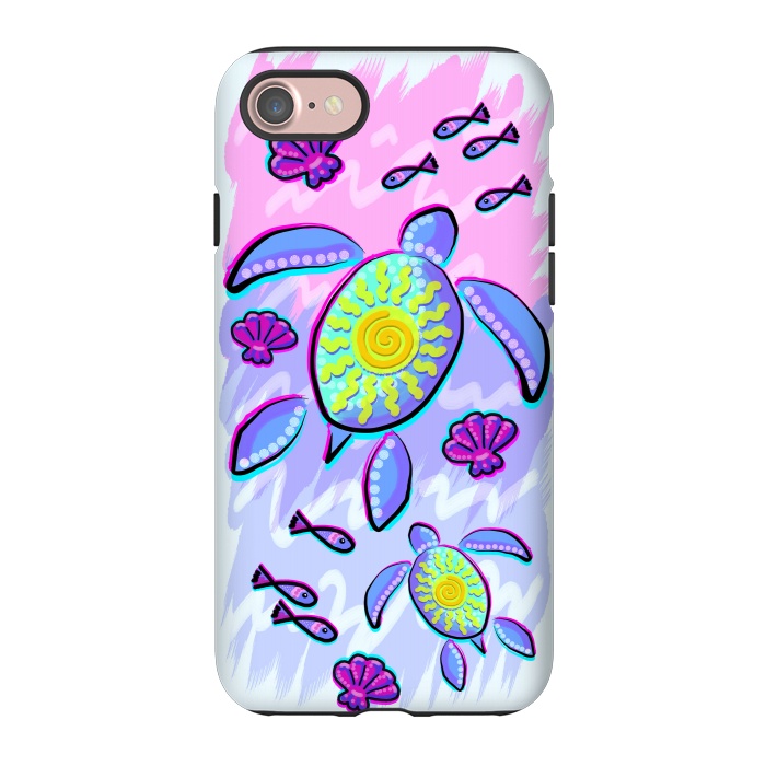 iPhone 7 StrongFit Sea Turtle and Sun Abstract Glitch Ultraviolets by BluedarkArt