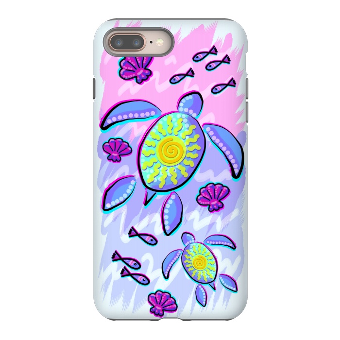 iPhone 7 plus StrongFit Sea Turtle and Sun Abstract Glitch Ultraviolets by BluedarkArt