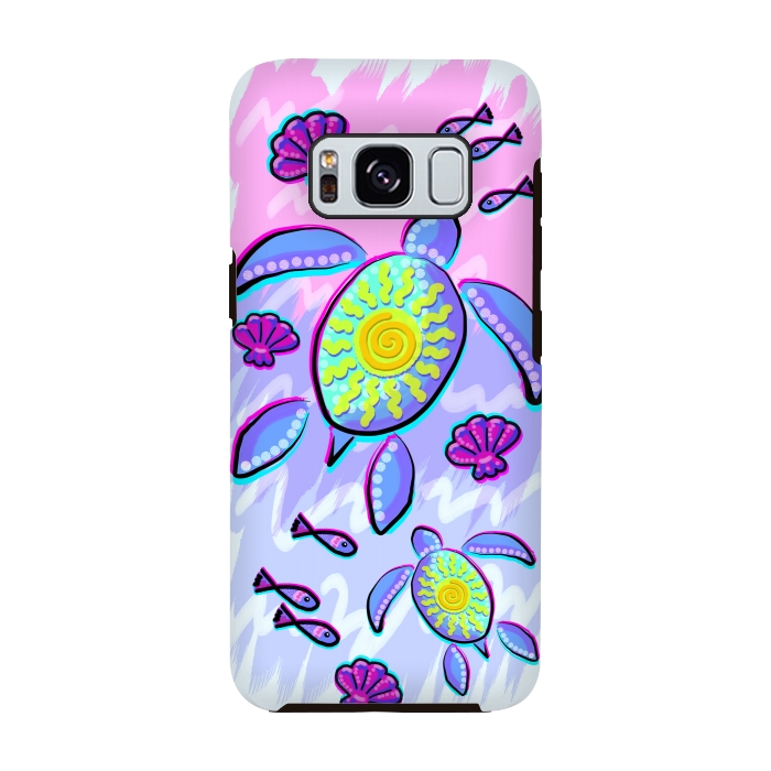 Galaxy S8 StrongFit Sea Turtle and Sun Abstract Glitch Ultraviolets by BluedarkArt
