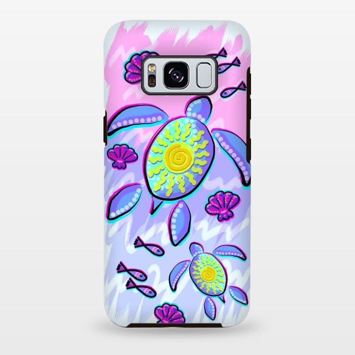 Galaxy S8 plus StrongFit Sea Turtle and Sun Abstract Glitch Ultraviolets by BluedarkArt