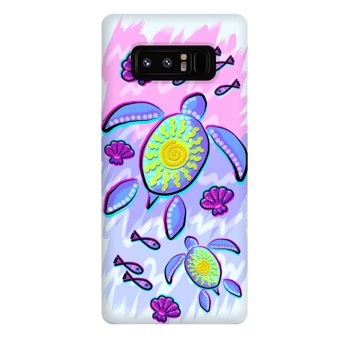 Galaxy Note 8 StrongFit Sea Turtle and Sun Abstract Glitch Ultraviolets by BluedarkArt