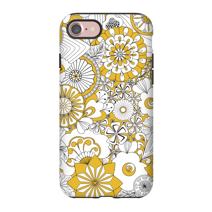 iPhone 7 StrongFit 70s Flowers - Yellow and White by Paula Ohreen