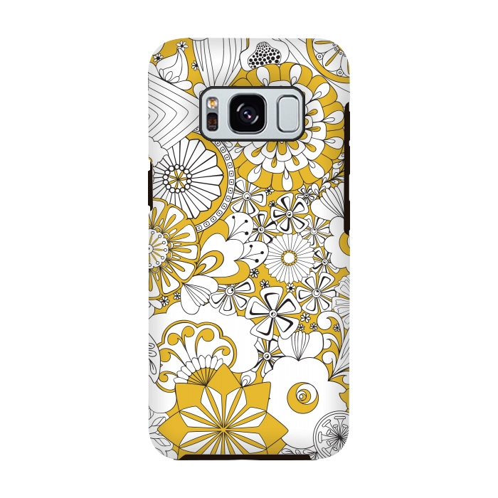 Galaxy S8 StrongFit 70s Flowers - Yellow and White by Paula Ohreen