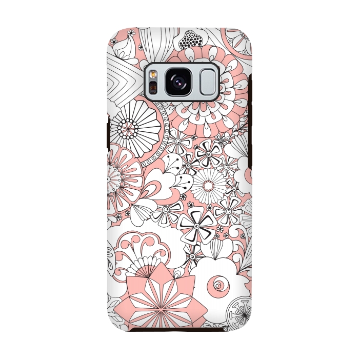 Galaxy S8 StrongFit 70s Flowers - Baby Pink and White by Paula Ohreen