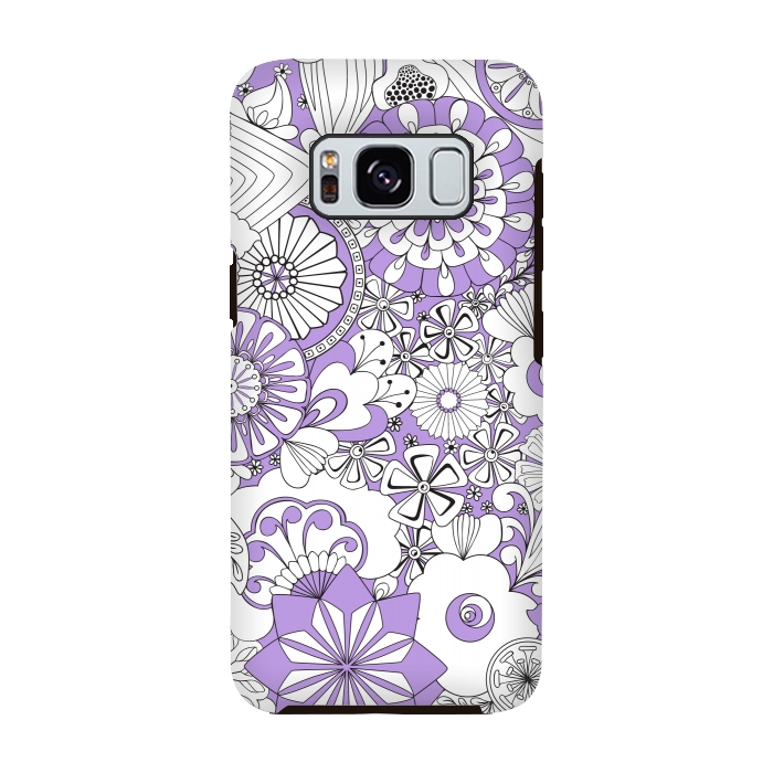 Galaxy S8 StrongFit 70s Flowers - Lilac and White by Paula Ohreen