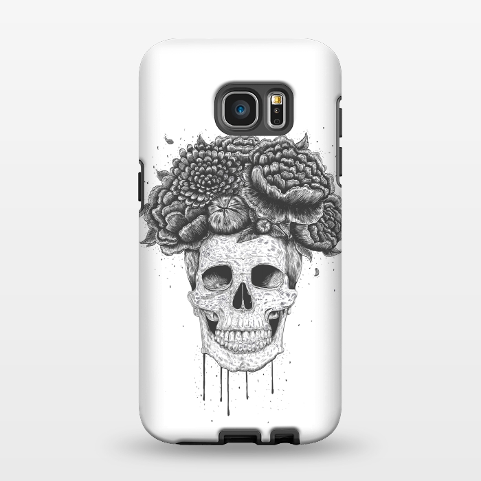 Galaxy S7 EDGE StrongFit Skull with flowers by kodamorkovkart