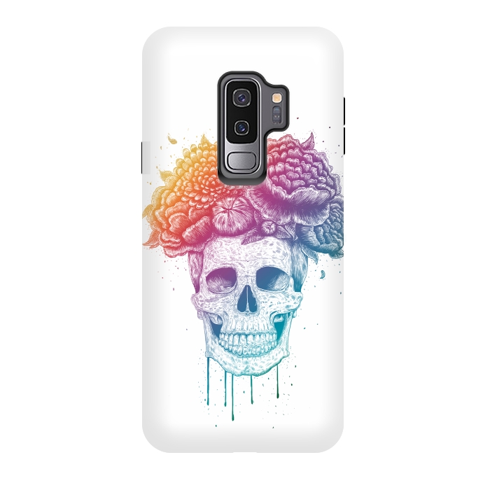 Galaxy S9 plus StrongFit Colorful skull with flowers by kodamorkovkart
