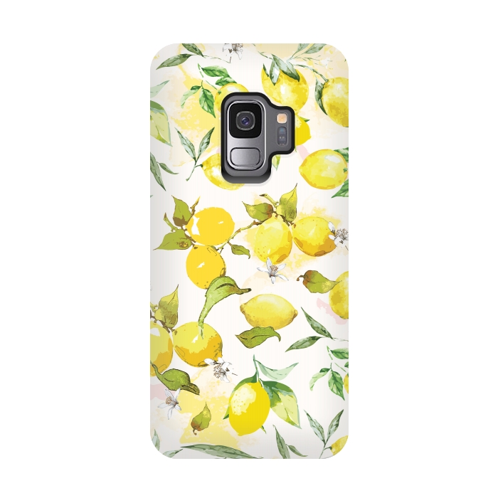 Galaxy S9 StrongFit Watercolor Lemon Pattern by Bledi