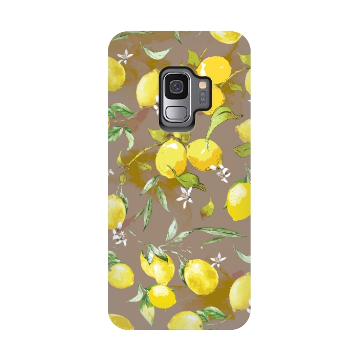 Galaxy S9 StrongFit Watercolor Lemon Pattern II by Bledi