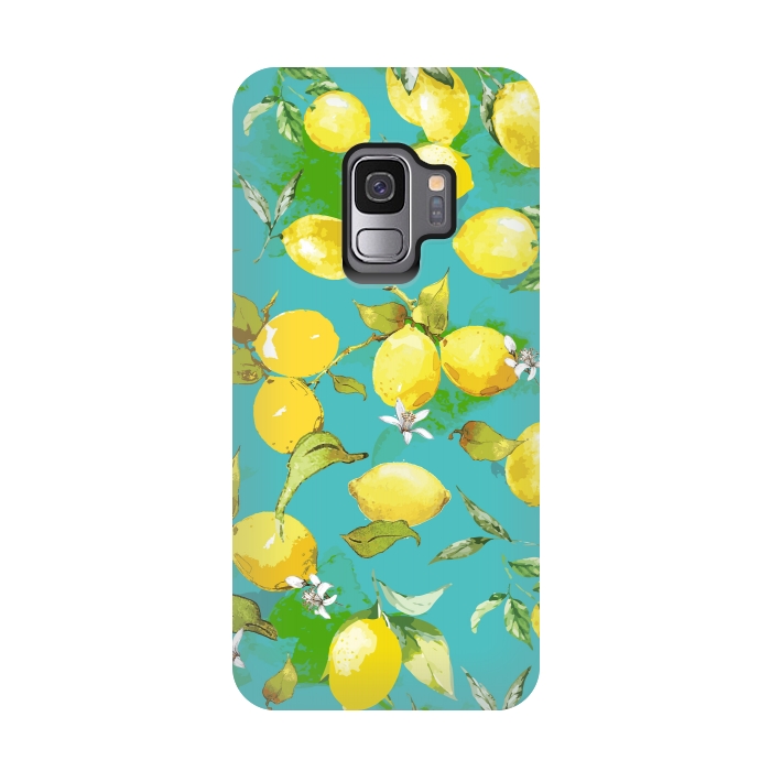 Galaxy S9 StrongFit Watercolor Lemon Pattern III by Bledi