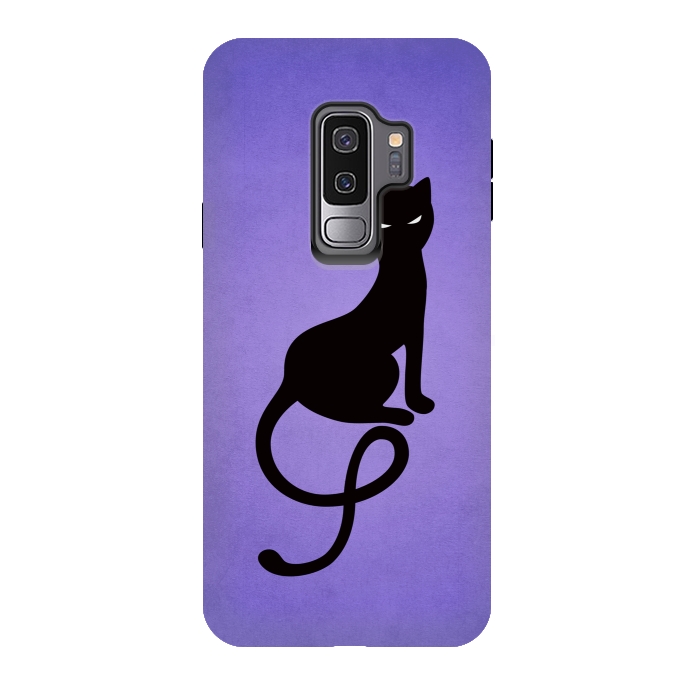 Galaxy S9 plus StrongFit Purple Gracious Evil Black Cat by Boriana Giormova