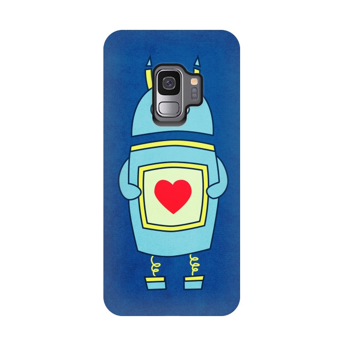 Galaxy S9 StrongFit Clumsy Cute Robot With Heart by Boriana Giormova
