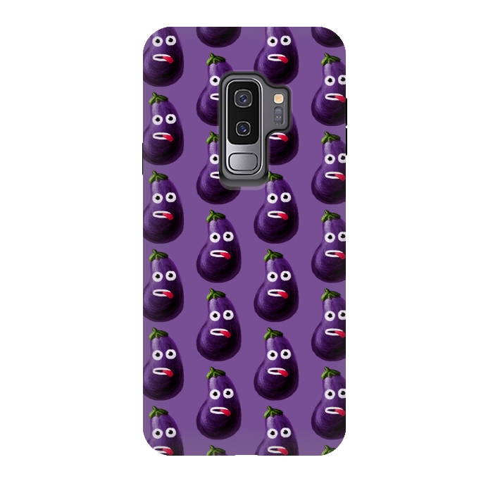 Galaxy S9 plus StrongFit Purple Funny Cartoon Eggplant Pattern by Boriana Giormova