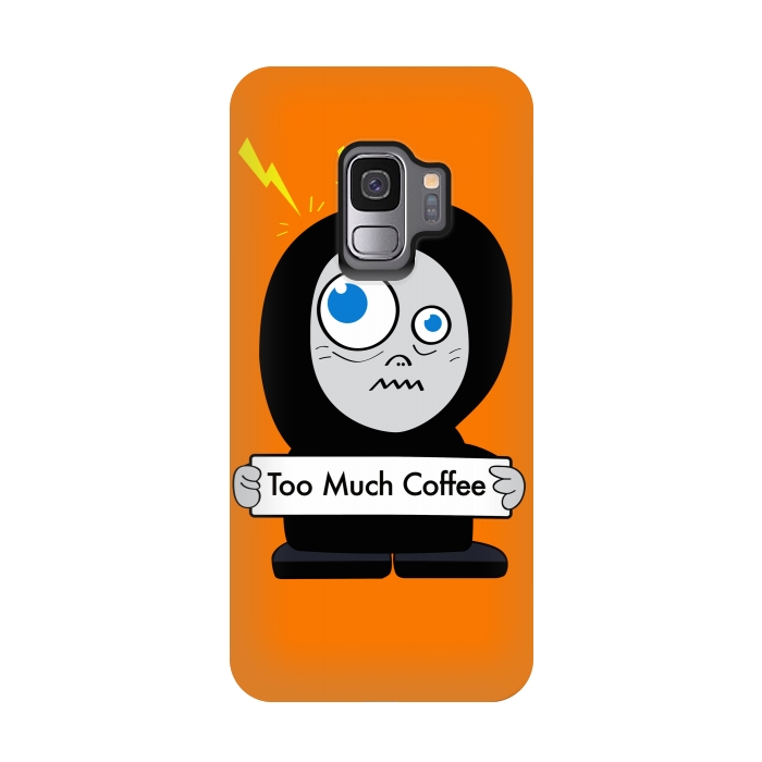Galaxy S9 StrongFit Funny Cartoon Character Too Much Coffee by Boriana Giormova