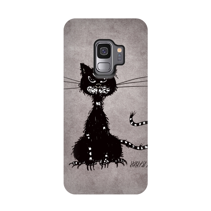Galaxy S9 StrongFit Ragged Evil Black Cat by Boriana Giormova