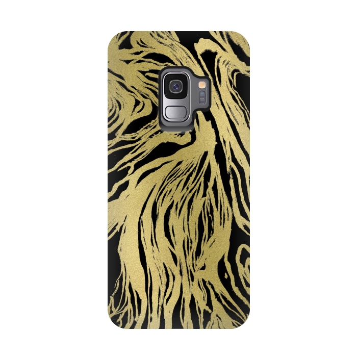 Galaxy S9 StrongFit Black and Gold Marble by Caitlin Workman