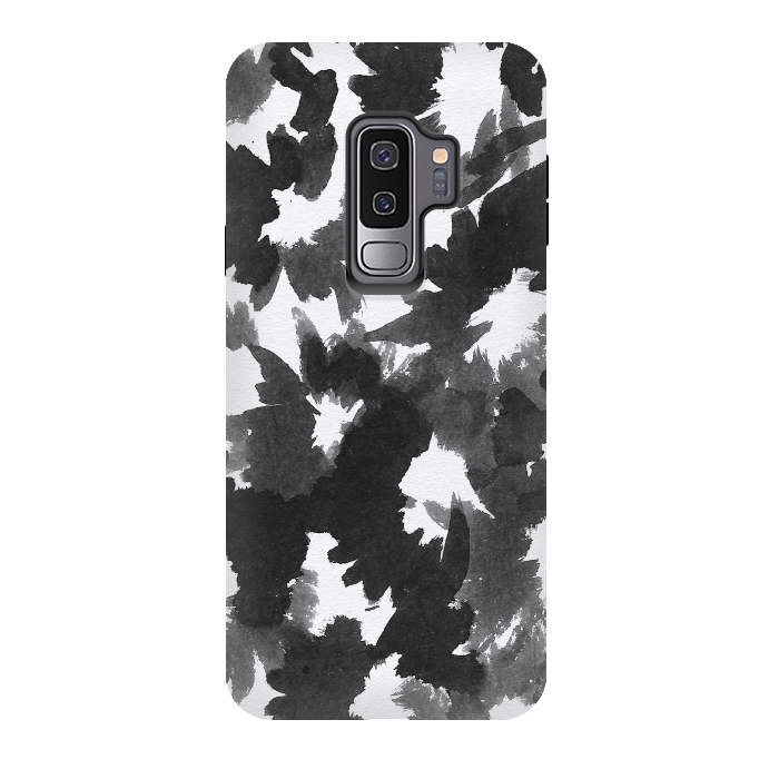 Galaxy S9 plus StrongFit Black Floral by Caitlin Workman