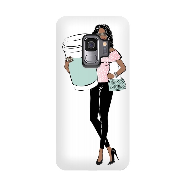 Galaxy S9 StrongFit Girl with a big coffee cup by Martina