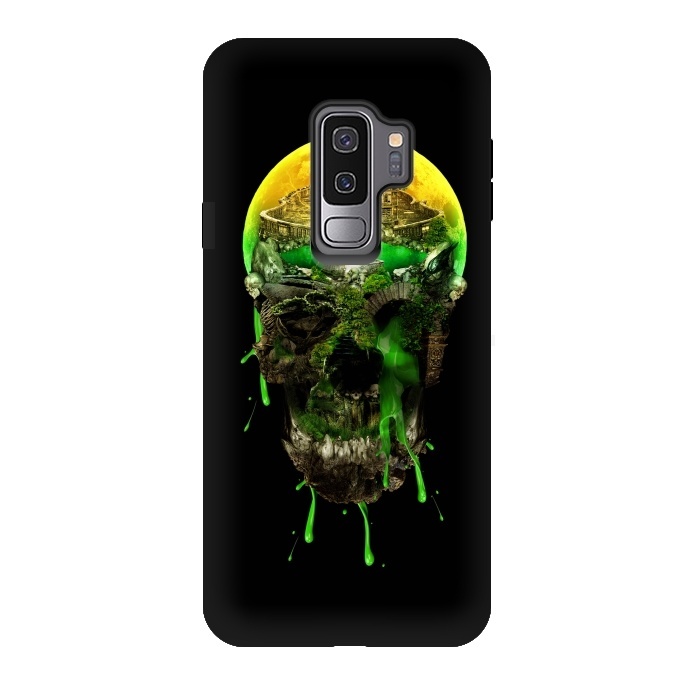 Galaxy S9 plus StrongFit Haunted Skull by Riza Peker