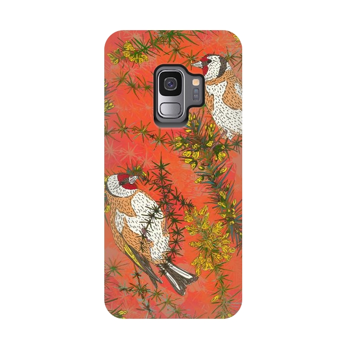 Galaxy S9 StrongFit Goldfinches in Gorse by Lotti Brown