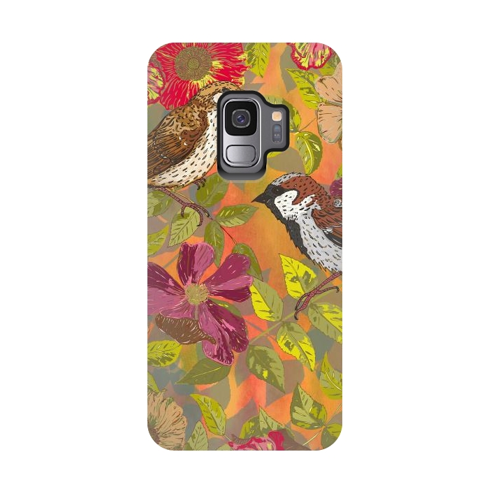 Galaxy S9 StrongFit Sparrow and Wild Rose by Lotti Brown