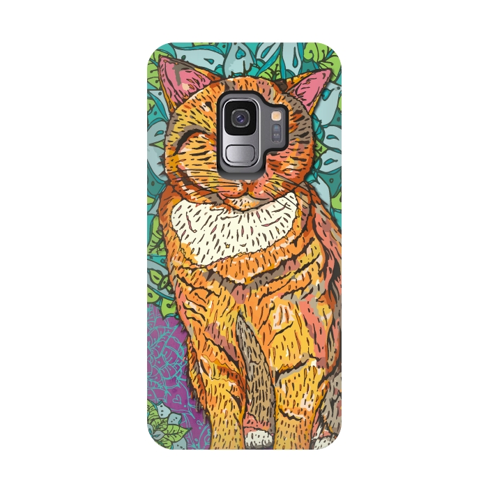 Galaxy S9 StrongFit Mandala Cat by Lotti Brown