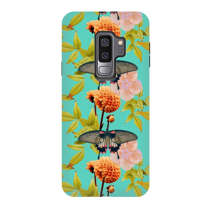 Galaxy S9 plus StrongFit Tropical Butterfly Garden by Zala Farah