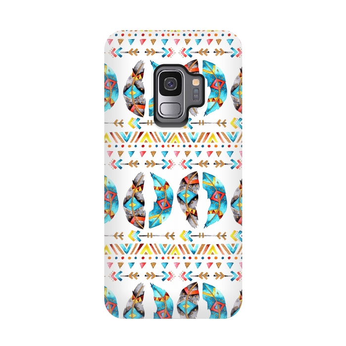 Galaxy S9 StrongFit Feathers and Arrows by Pom Graphic Design