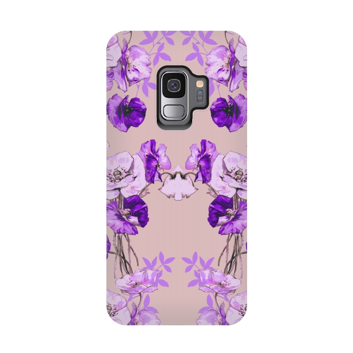 Galaxy S9 StrongFit Dramatic Florals (Purple) by Zala Farah
