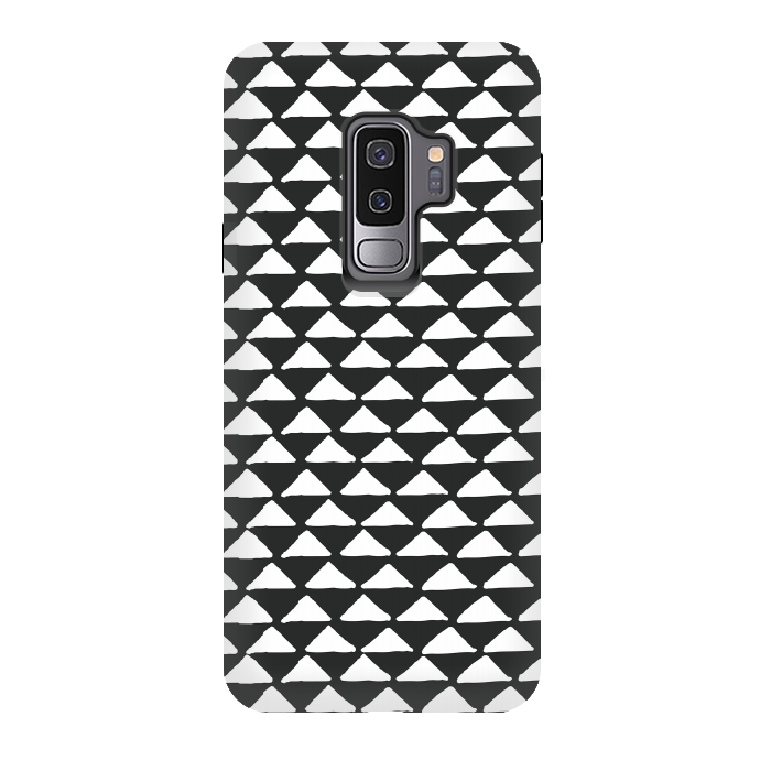 Galaxy S9 plus StrongFit Triangle pattern seamless black and white by Jelena Obradovic