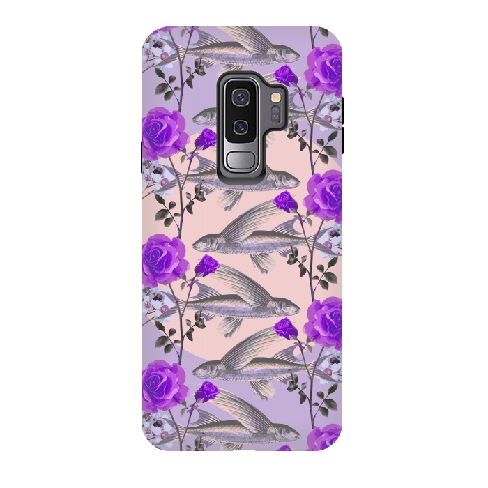 Galaxy S9 plus StrongFit Floral Fishies (Purple) by Zala Farah
