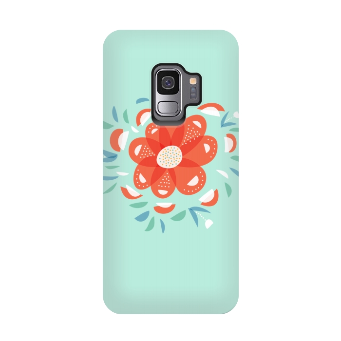 Galaxy S9 StrongFit Whimsical Decorative Red Flower by Boriana Giormova