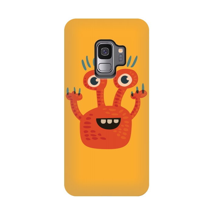 Galaxy S9 StrongFit Funny Big Eyed Smiling Cute Monster by Boriana Giormova