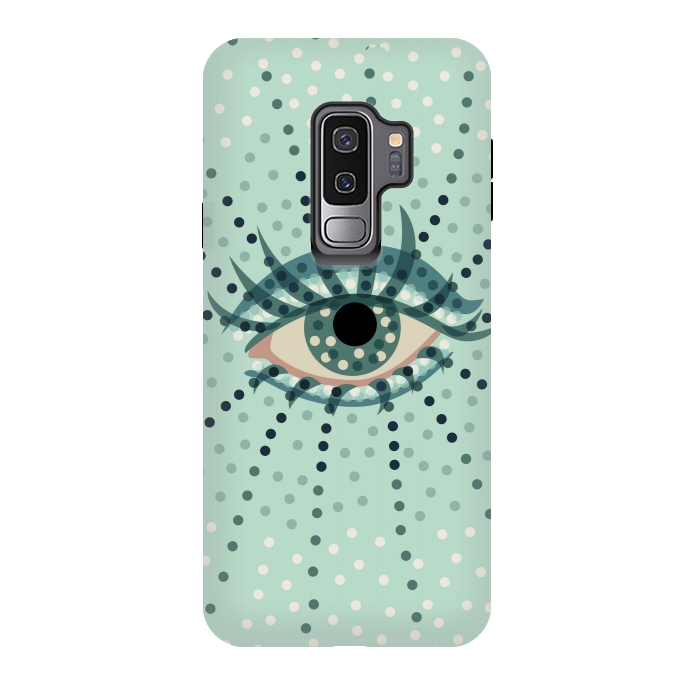 Galaxy S9 plus StrongFit Beautiful Abstract Dotted Blue Eye by Boriana Giormova
