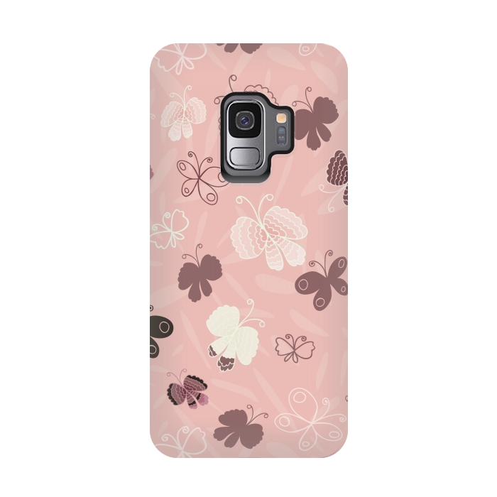 Galaxy S9 StrongFit Pretty Butterflies on Pink by Paula Ohreen