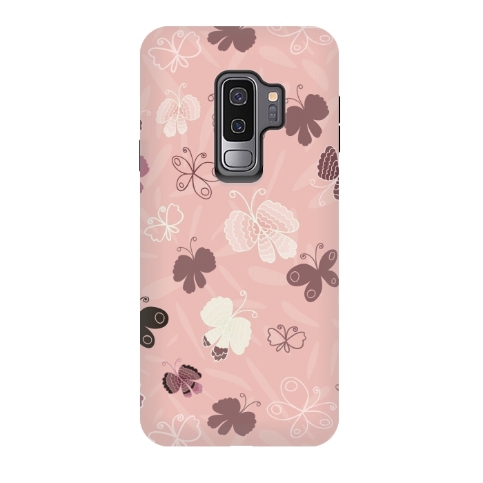 Galaxy S9 plus StrongFit Pretty Butterflies on Pink by Paula Ohreen