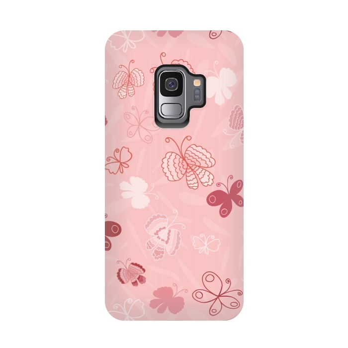Galaxy S9 StrongFit Pretty Butterflies on Light Pink by Paula Ohreen
