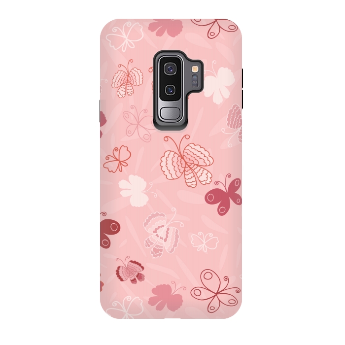 Galaxy S9 plus StrongFit Pretty Butterflies on Light Pink by Paula Ohreen