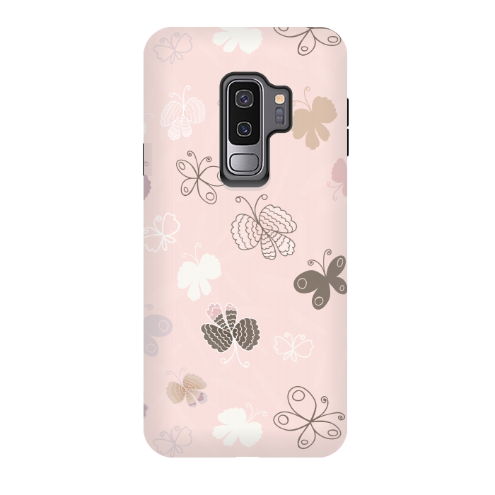 Galaxy S9 plus StrongFit Pretty Pink and Purple Butterflies on Light Pink by Paula Ohreen