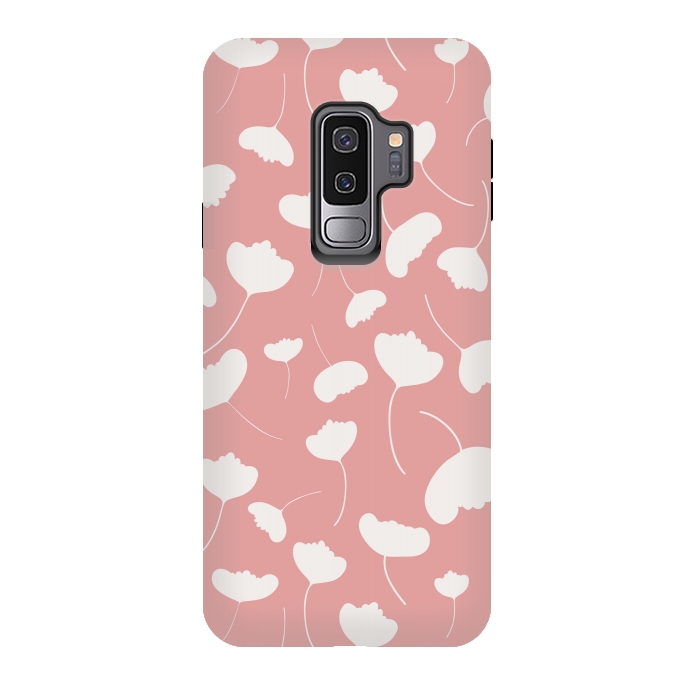 Galaxy S9 plus StrongFit Fan Flowers on Pink by Paula Ohreen
