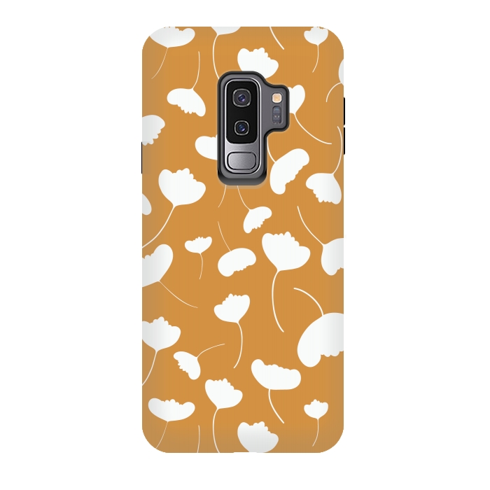 Galaxy S9 plus StrongFit Fan Flowers on Mustard by Paula Ohreen